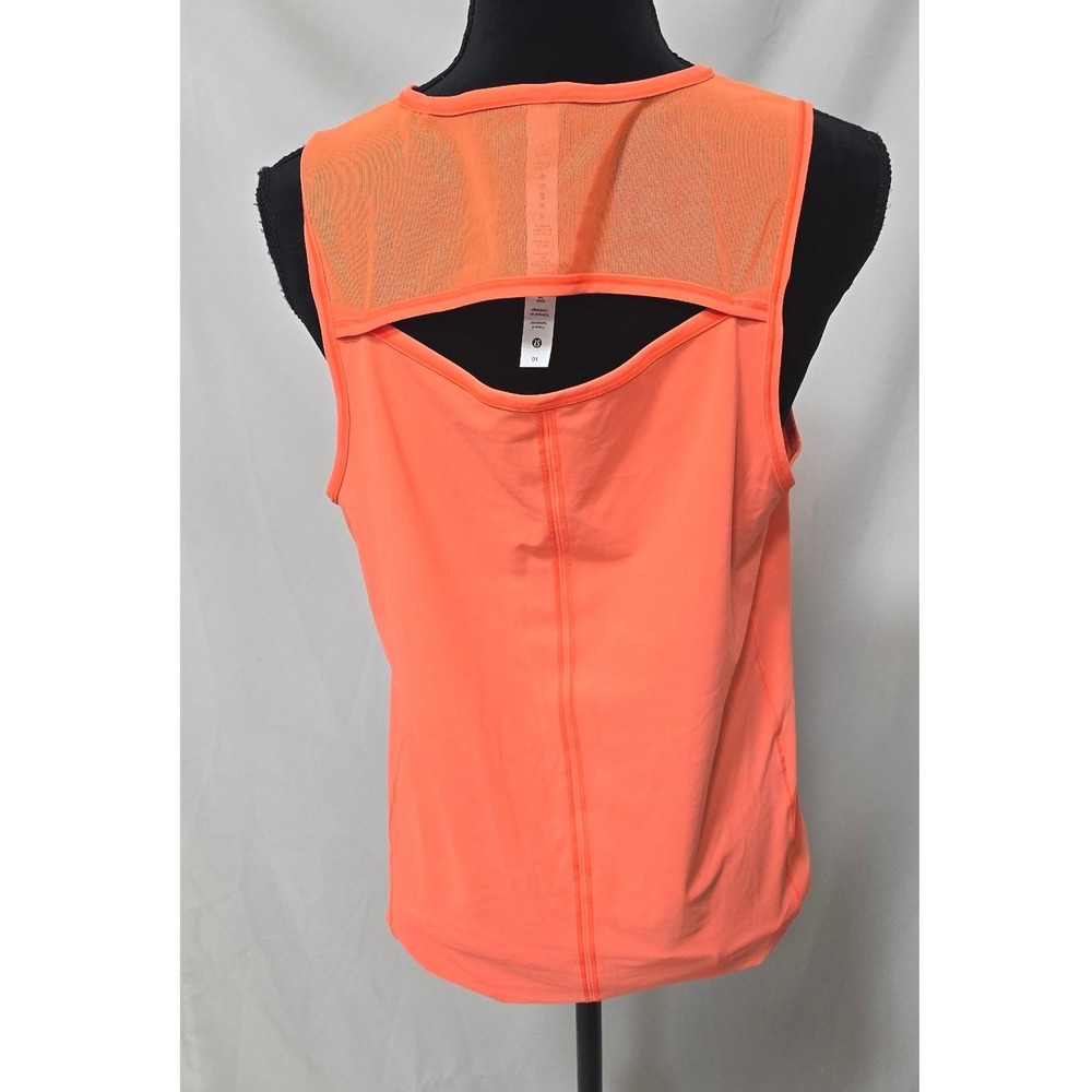 Lululemon women 10 sculpt tank top neon orange HIOR mesh reflective workout - Picture 7 of 8